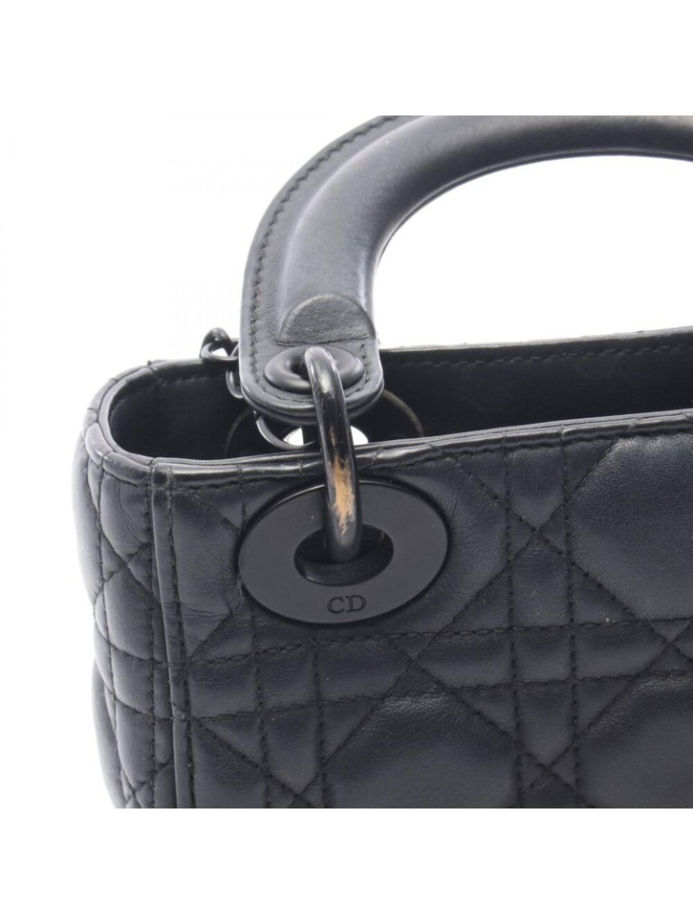 Dior Handbag Lady Mini 2-Way Black Leather Cannage Tote - Picture 10 of 11
